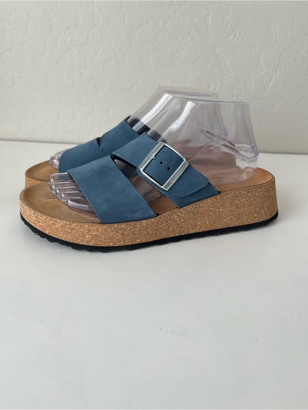 Birkenstock Papillio Almina Two-Strap Slide leather Sandals blue 39 US8 - Picture 5 of 12